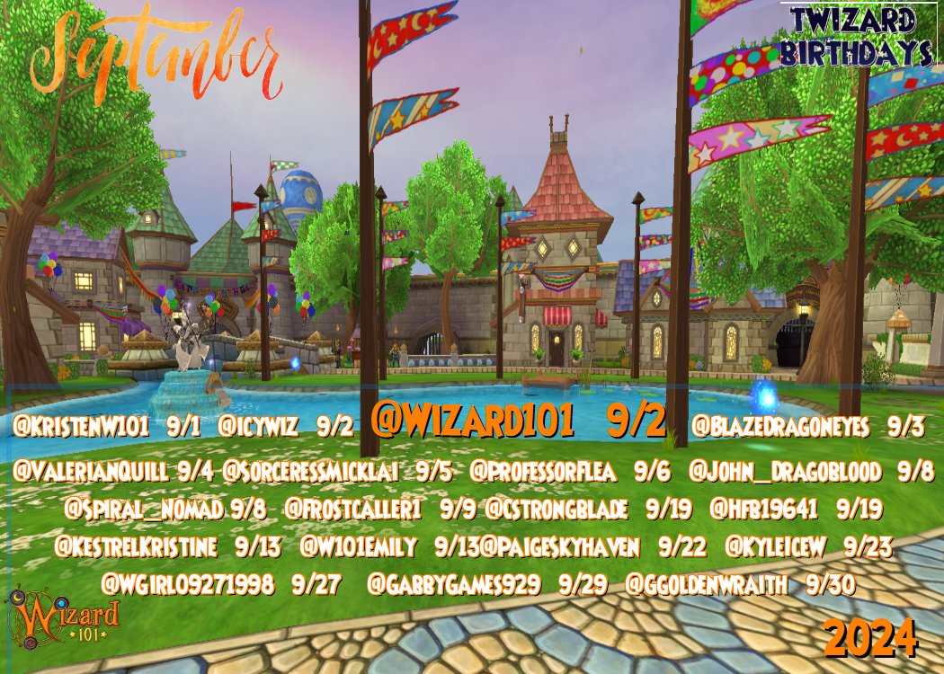 🍃Iridian Willowglen 🍃 (@iridian_willow) on Twitter photo Happy September Birthday to these #Twizards AND to <a href="/Wizard101/">Wizard101</a>!! Hope you all have wonderful days!! Please retweet/repost! 🎂🥳🎈🧙🪄✨ Happy September Birthday to these #Twizards AND to <a href="/Wizard101/">Wizard101</a>!! Hope you all have wonderful days!! Please retweet/repost! 🎂🥳🎈🧙🪄✨