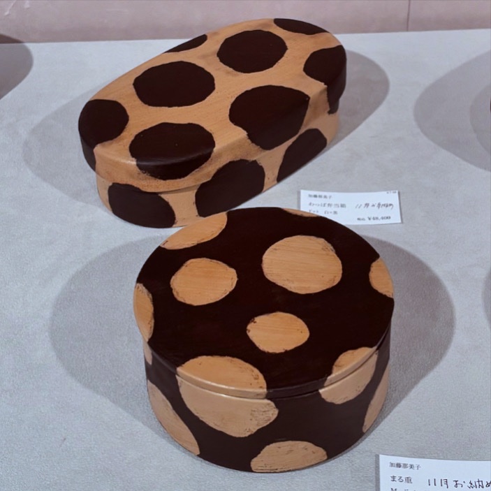 加藤那美子作漆弁当箱（水玉模様ミニ）