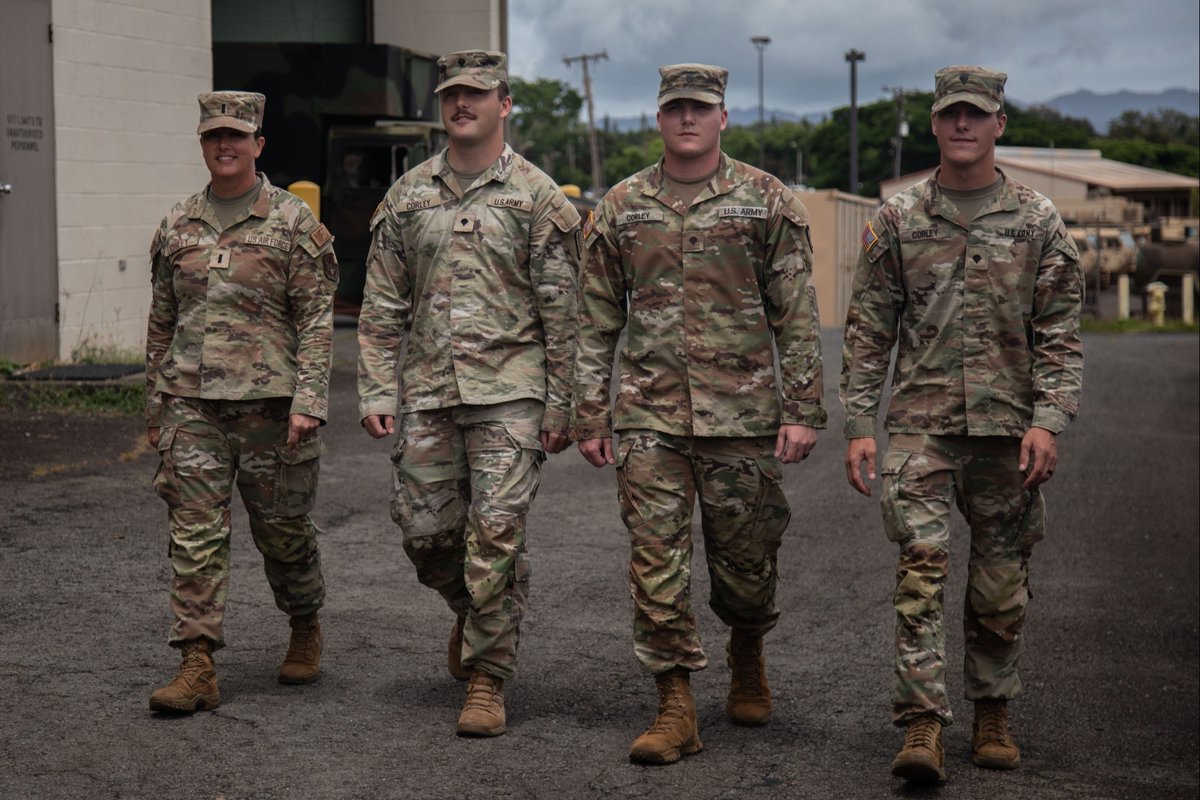 The chances of being born triplets are one in 10,000. The chances of them joining the military and being stationed together on the same base are one in a million. 

U.S. Army Spcs. Wyatt, Noah and Liam Corley reunite at Schofield Barracks, Hawaii ➡️ army.mil/article/279084