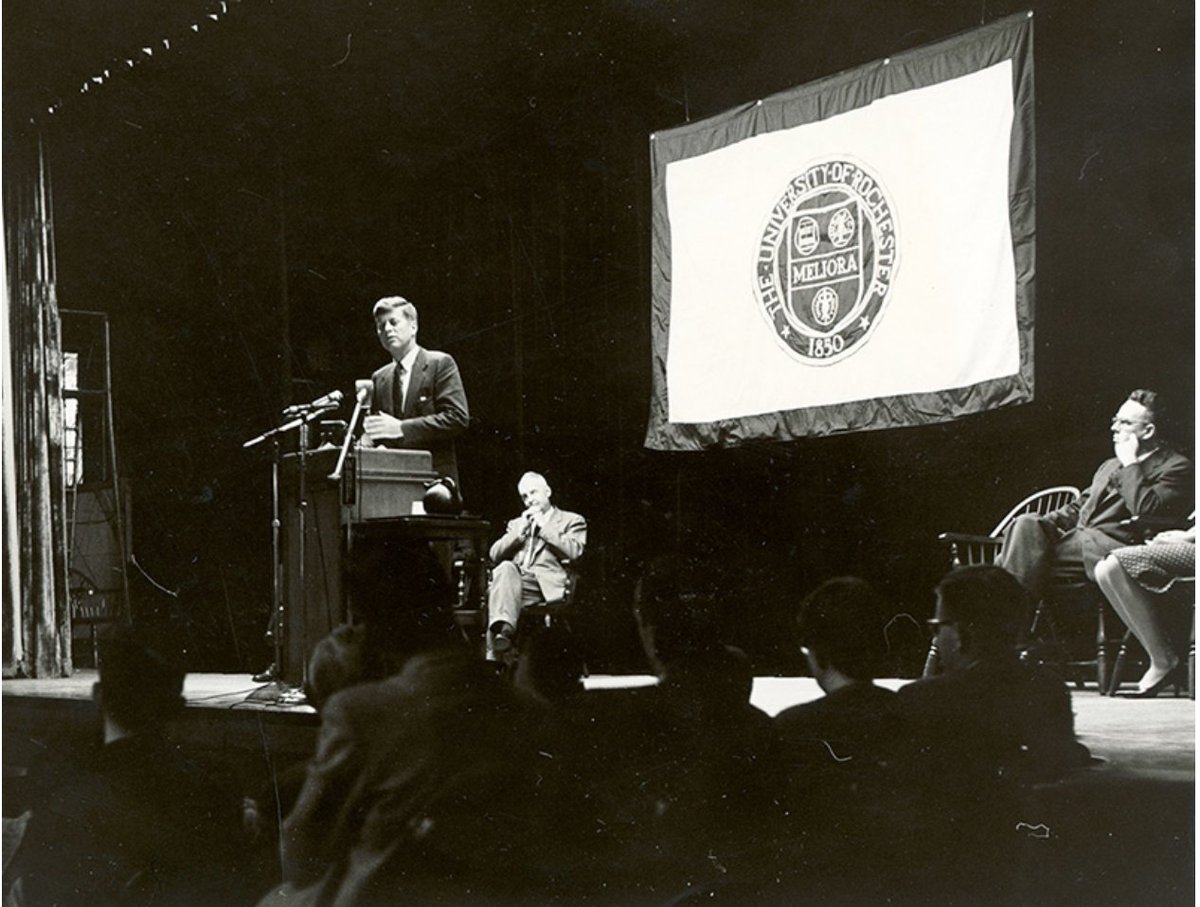 UofRGlobal's tweet photo. .@UofR has been a hub for global discourse, welcoming U.S. Presidents and candidates who shaped key conversations. John F. Kennedy, Richard Nixon, George H.W. Bush, Bill Clinton, &amp; many more showcasing #UofR's engagement with international issues. 🌎
 
https://t.co/R7i7x9bKql https://t.co/WmzpCbuN6F