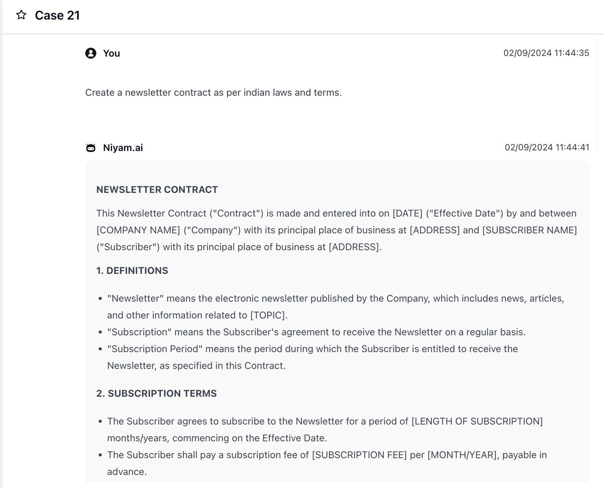 Udit Goenka (@iuditg) on Twitter photo You are now able to create legal contracts inside <a href="/NiyamLegal/">Niyam.ai | Indian Legaltech AI Solution</a>
..we are soon pushing contract management too! Stay tuned, we will turn Niyam into the best Legal Tech Research and management AI tool.
#buildinpublic You are now able to create legal contracts inside <a href="/NiyamLegal/">Niyam.ai | Indian Legaltech AI Solution</a>
..we are soon pushing contract management too! Stay tuned, we will turn Niyam into the best Legal Tech Research and management AI tool.
#buildinpublic