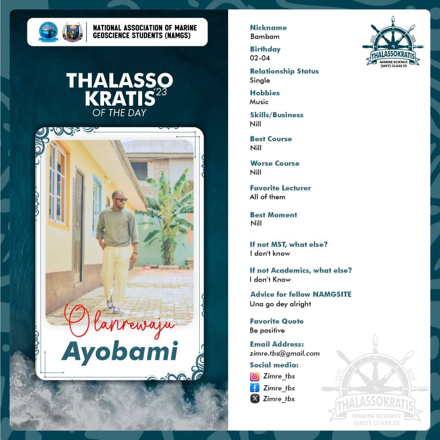 Mstclass23's tweet image. Celebrating Thalassokratis of the Day, Olanrewaju Ayobami 🥰

Congratulations on reaching this milestone! Your quiet strength, musical talents &amp;amp; perseverance inspire! May your future be filled with harmony, success &amp;amp; fulfillment. Keep shining! #Thalassokratis