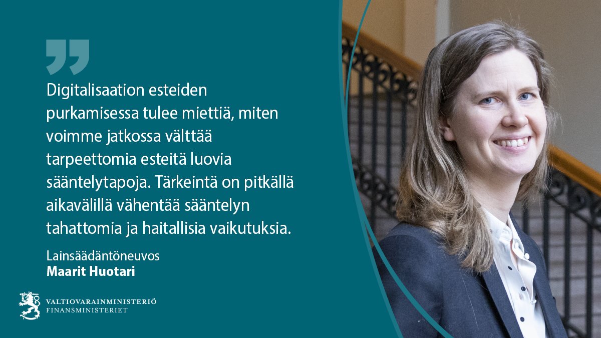 Digitalisaation esteiden purkaminen on pitkäjänteistä työtä eikä niitä pureta yhdessä yössä, kirjoittaa lainsäädäntöneuvos Maarit Huotari kolumnissaan.

Kolumni: vm.fi/-/digitalisaat…

#Digitalisaatio | #Norminpurku