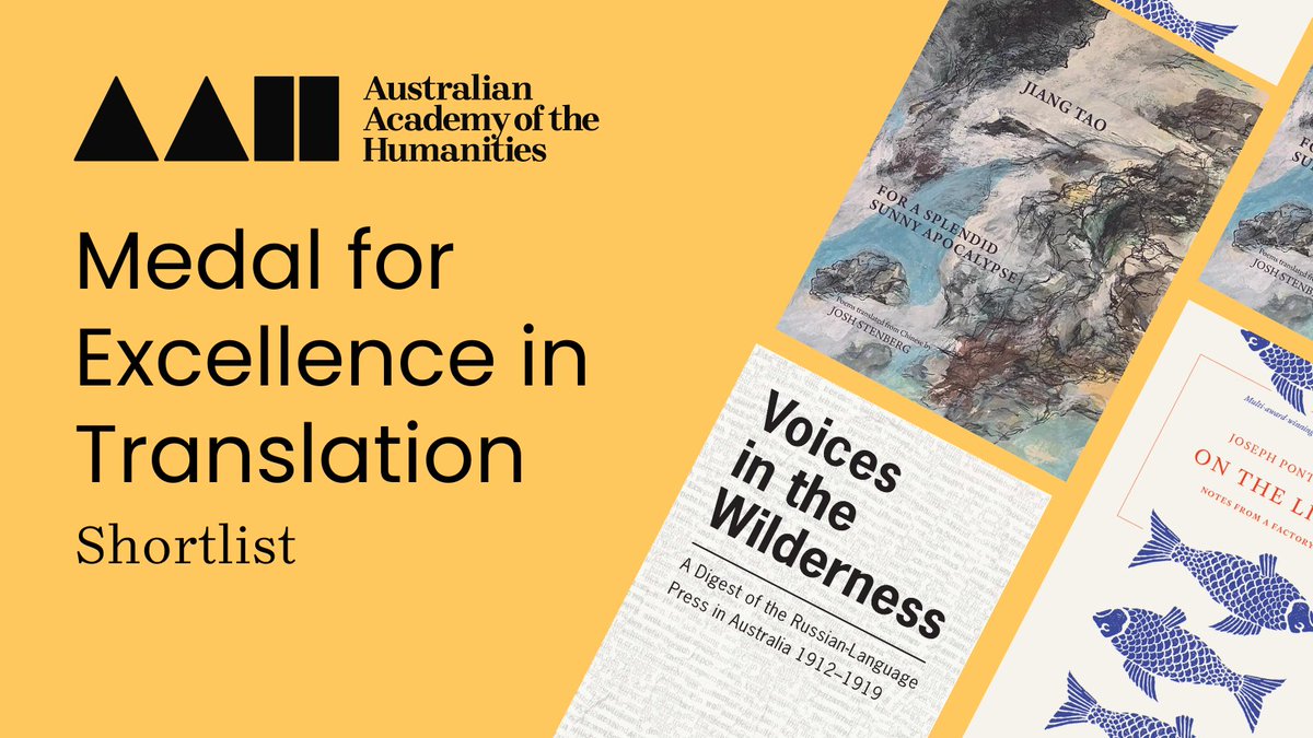 Australian Academy of the Humanities (@humanitiesau) on Twitter photo The Australian Academy of the Humanities is pleased to announce the shortlist for the 2024 Medal for Excellence in Translation: bit.ly/3TfNxtE
βοΈStephanie Smee for On the Line: Notes from a Factory by Joseph Ponthus @BlackIncBooks
βοΈJosh Stenberg for For a Splendid The Australian Academy of the Humanities is pleased to announce the shortlist for the 2024 Medal for Excellence in Translation: bit.ly/3TfNxtE
βοΈStephanie Smee for On the Line: Notes from a Factory by Joseph Ponthus @BlackIncBooks
βοΈJosh Stenberg for For a Splendid