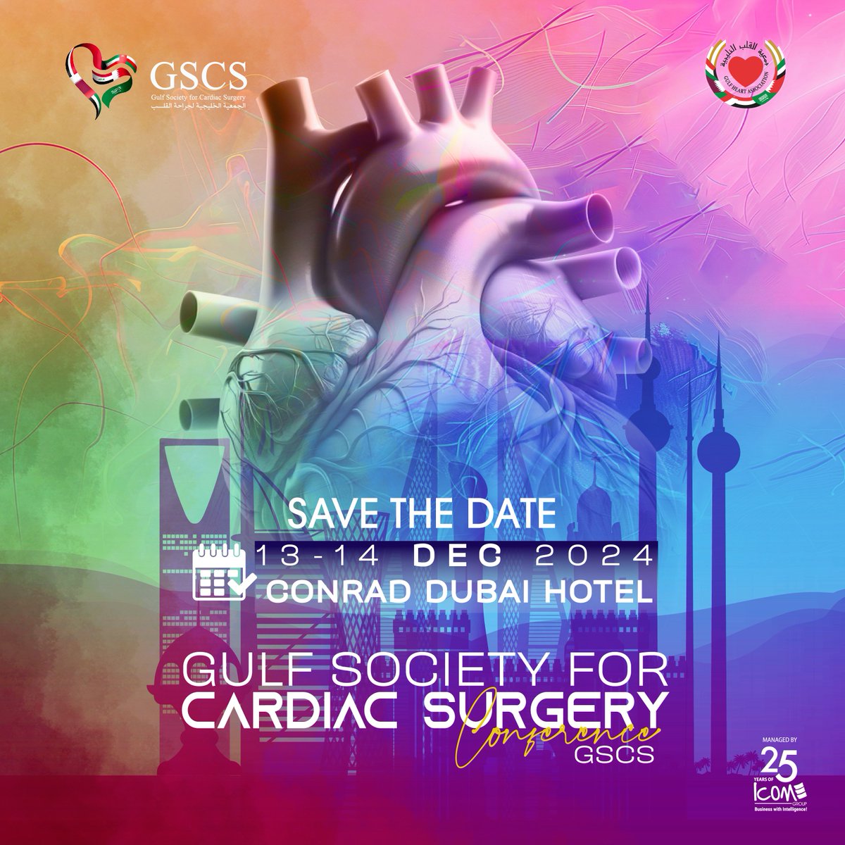 📢Save the Date
Join us at the GSCS Annual Conference 2024, where the brightest minds in cardiac care come together to share knowledge, inspire innovation, and foster collaboration.
Register Now: gscsurgery.org/registration/

#GSCS2024 #SaveTheDate #CardiacCare #MedicalConference