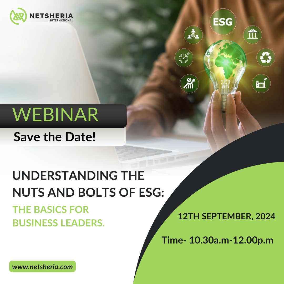 Ready to amplify your company's impact and align with global sustainability goals? In our upcoming webinar we'll dive into the essentials of Environmental, Social, and Governance (ESG) strategies.

📅12th September, 2024 
🕒10.30a.m- 12.00p.m

Sign up shorturl.at/KkxVB