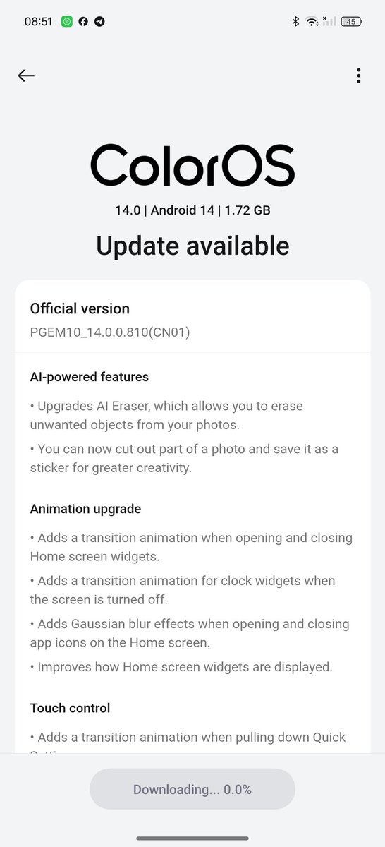fabrizio_degni's tweet image. Alongside the installation of the previous firmware I have found another update for the #OPPOFindX6Pro with #ColorOS14 and #Android14!