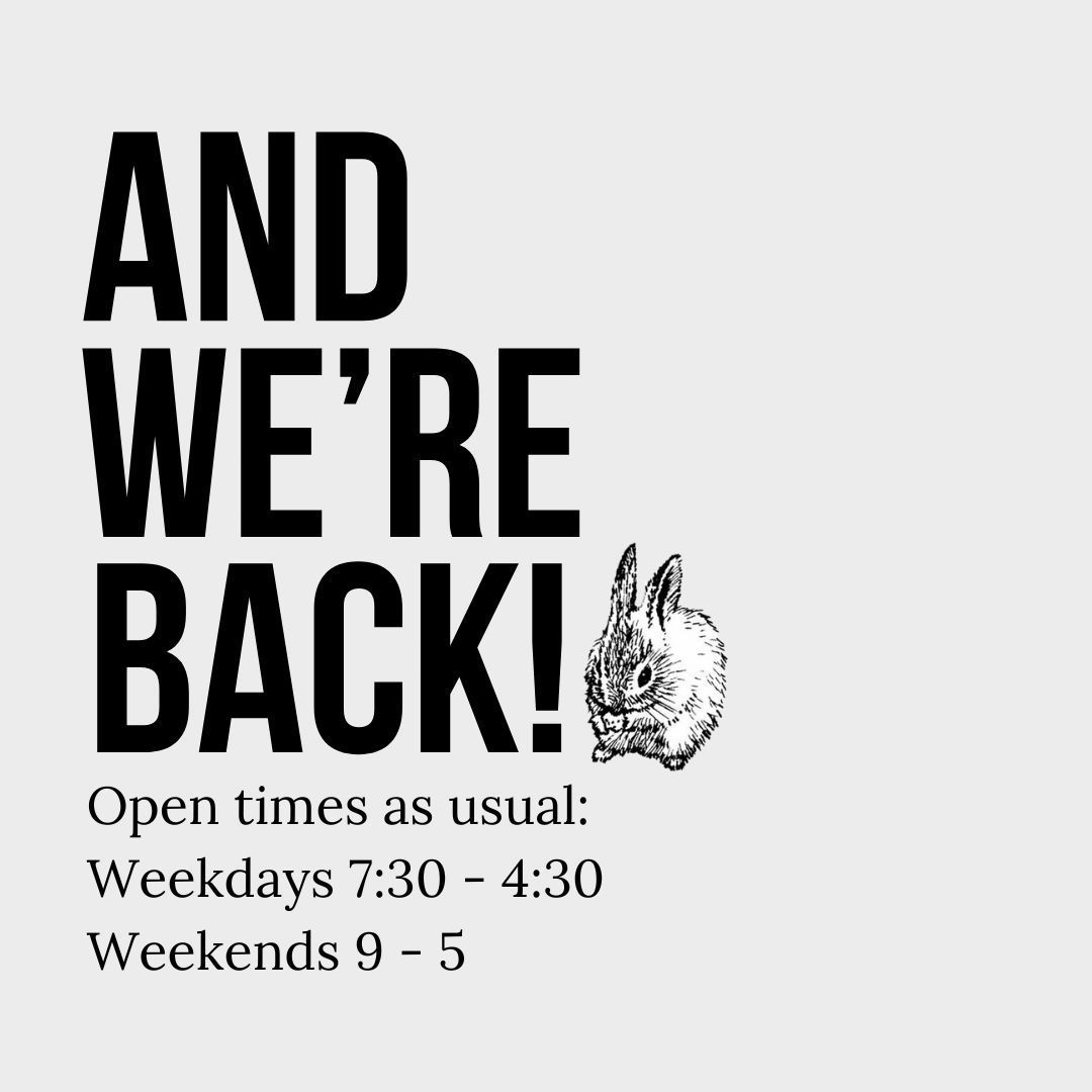 Exciting times are to come, and in the meantime, to accommodate for our downstairs kitchen and training room refurb, we’re running a slightly reduced food menu. Coffees are on point, though, so see you later!