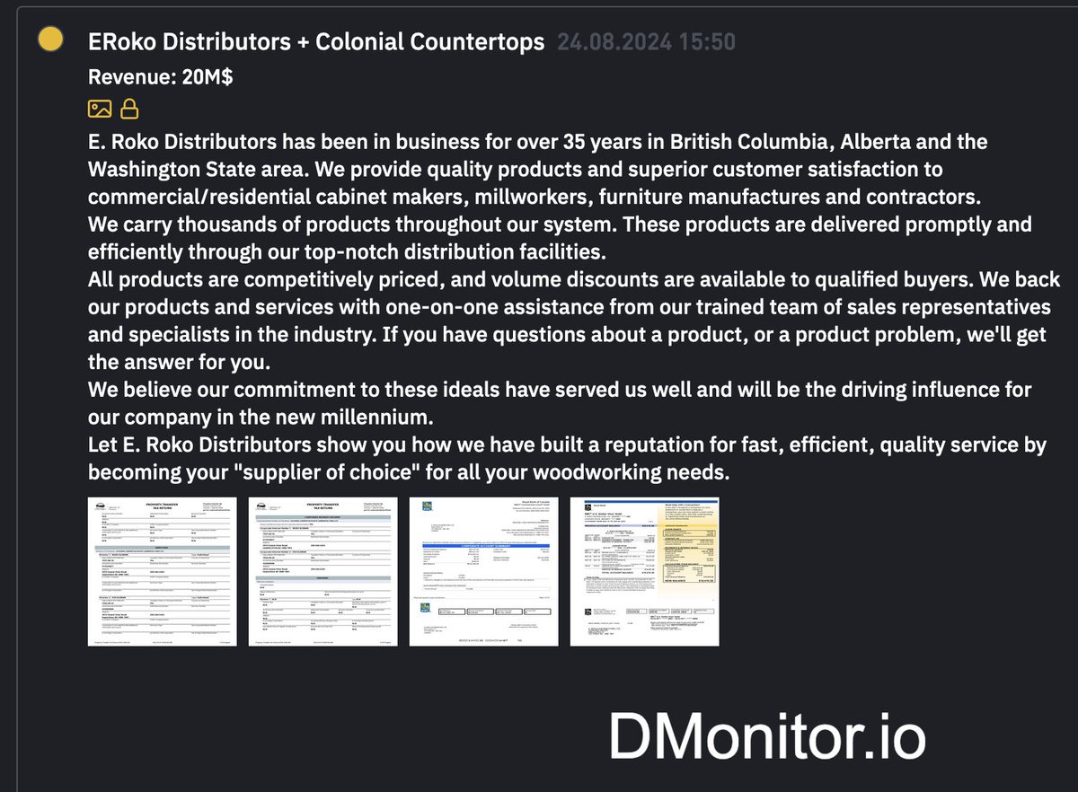 scrutexai's tweet photo. 🚨 Monitoring Alert: ERoko Distributors + Colonial Countertops 🔍

DMonitor has detected a breach by the INC Ransom group targeting ERoko Distributors and Colonial Countertops.  Stay alert.

#DMonitor #INC_Ransom #CyberAlert #DataBreach #CyberSecurity #Infosec #DarkWeb https://t.co/TNK8optnsh