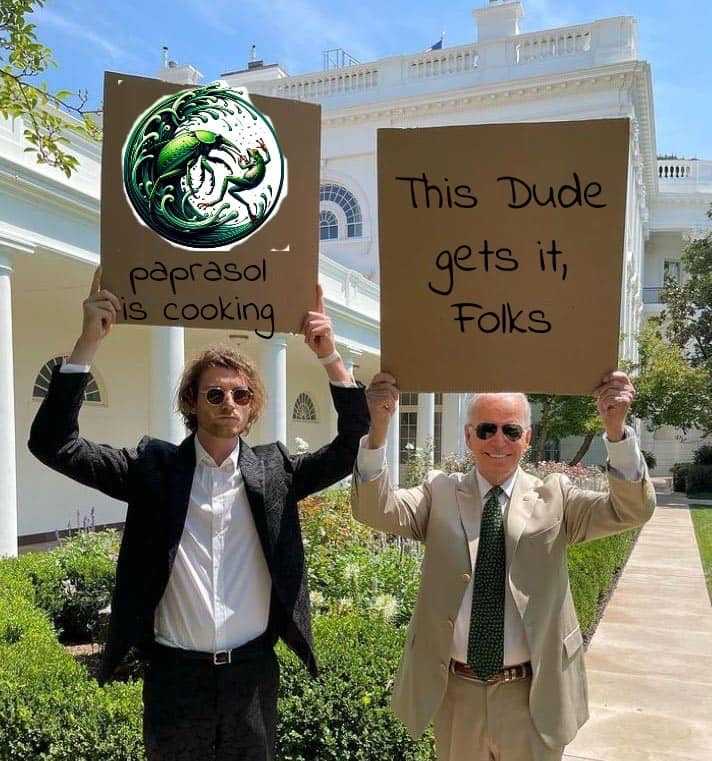 papraonsol's tweet photo. 🪲🥒🪲🥒🪲🥒🪲🥒

Joe is a $PAPRA supporter 😉

🪲🥒🪲🥒🪲🥒🪲🥒

🌐 https://t.co/92lB9tFTrz
🛍️ https://t.co/vNsV5Wisbr
👥 https://t.co/d7i391neXM

#Crypto #Bullrun2024 #Bullrun2025 #solana #paprasol #solanameme #memes #floki #shiba #pepe #BTC #BNB #ETH #Ethereum $PAPRA https://t.co/yXIxKmmeOA