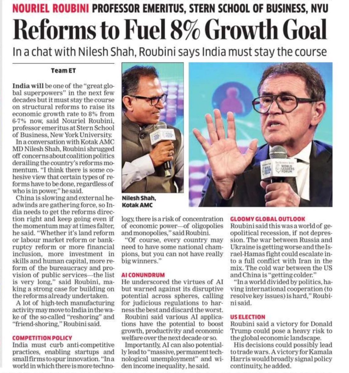 Interview with Prof Nouriel Roubini