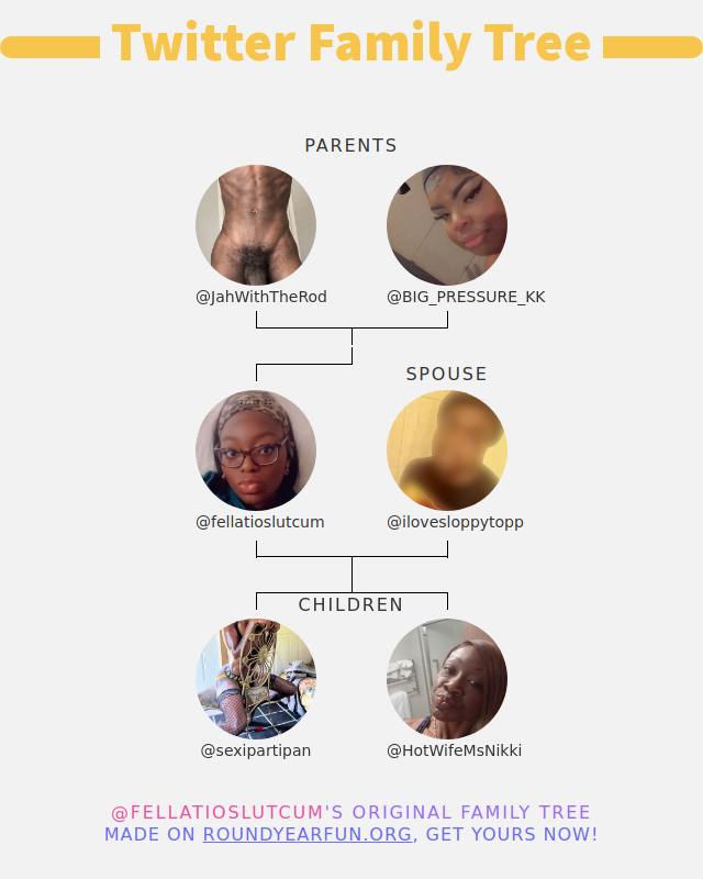 NiftyBean26's tweet photo. 👨‍👩‍👧‍👦 My Twitter Family:
👫 Parents: @JahWithTheRod @BIG_PRESSURE_KK
👰 Spouse: @ilovesloppytopp
👶 Children: @sexipartipan @HotWifeMsNikki

➡️ https://t.co/q3YrWNdXxb https://t.co/wxjo3EjcMB