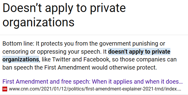 ajm300's tweet photo. @GabeEhrlich @NGenivieve @MyCensoredVoice @Bubblebathgirl @Delta Again, nonsense --- read the 1st Amendment! Protects citizens from Government actions, not private companies. https://t.co/jDMulgPv6g
