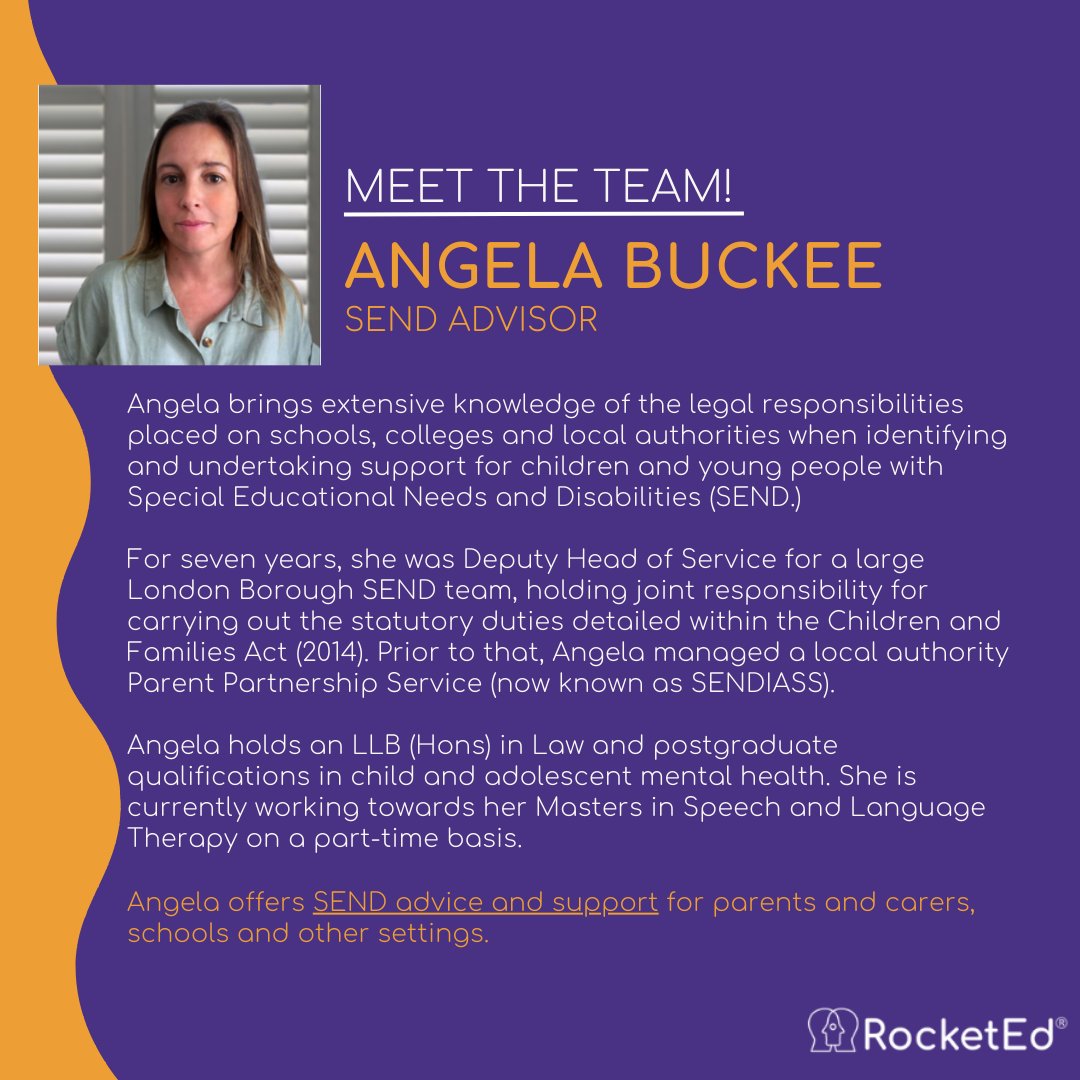 HanRocketEd's tweet image. Meet Angela!

Angela is RocketEd’s SEND Advisor. She offers parents independent, impartial information and advice at any time during their child’s SEND journey.

Learn more about her at rocketed.co.uk/angela-buckee

#SENDAdvice #SENDAdviceAndSupport #RocketEd #London #SENDServices