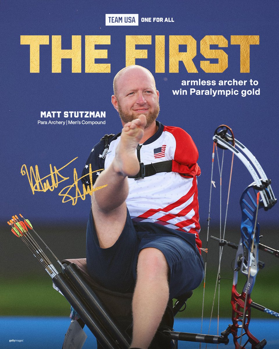 Team USA (@teamusa) on Twitter photo Cemented in history.
The <a href="/ArmlessArcher/">Matt Stutzman</a> continues to pave the way and change the game.
#ParisParalympics Cemented in history.
The <a href="/ArmlessArcher/">Matt Stutzman</a> continues to pave the way and change the game.
#ParisParalympics
