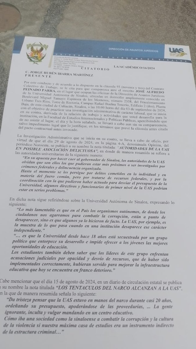sergiomarioa's tweet image. Es vergonzoso el actuar de las autoridades universitarias. El inicio de una Investigación Administrativa, mediante un triste documento que emplaza a un maestro universitario por expresarse, sintetiza la represión, el autoritarismo y la carente condición moral y ética de quienes…