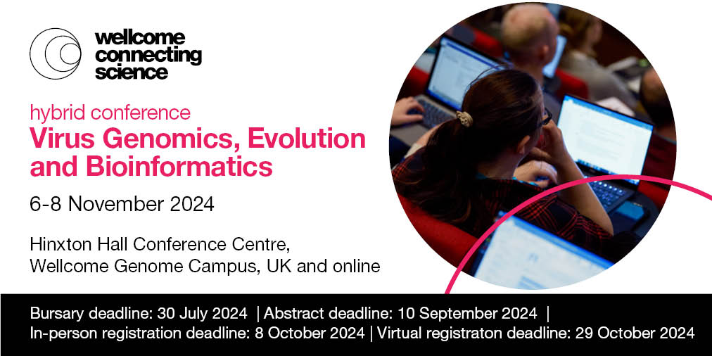 Demonstrate the effective application of #bioinformatics approaches to answer questions related to #ViralBiology🦠

Submit an abstract by 10 September to be considered for a talk or poster at Virus Genomics, Evolution and Bioinformatics.  #VGEB24

📎 Info: bit.ly/3QZwjiL