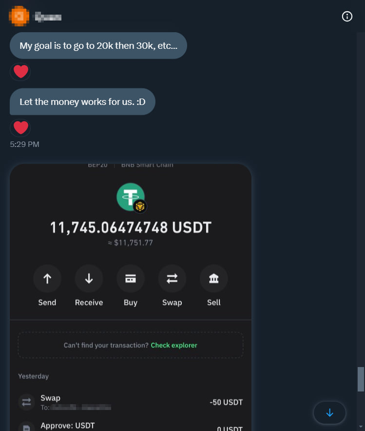 itsannaaarie's tweet photo. Another satisfied investor 💸💸, Congrats 🎉🎉 to this new referral of mine for reaching VIP 5 and receiving more bonuses!! If you are also interested to experienced this kind of satisfaction just message me 📩
 
#USDTSTAKING
#USDTBNBSMARTCHAIN
#BNBSMARTCHAIN
#BEP20NETWORK https://t.co/aGXthbdlWK