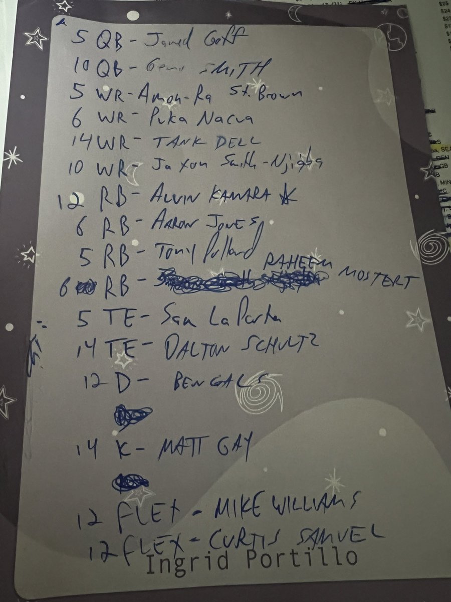 aportillocomedy's tweet photo. @ESPNFantasy live draft results. Thoughts? https://t.co/8OnxxjUHJY