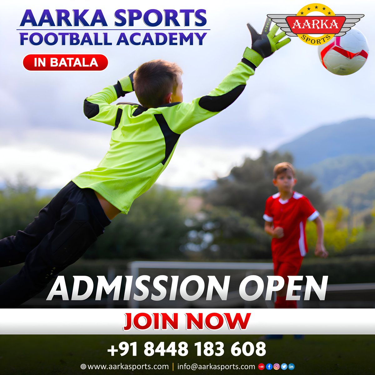 aarkasports's tweet photo. ⚽️ Big Announcement! Aarka Sports Football Academy is launching soon in Batala! 🏟️

Prepare to take your skills to new heights! 🌟

#FootballAcademy #AarkaSports #Batala #SoccerTraining #FutureChampions #GetInTheGame #SportsLovers #FootballFever #FootballSkills #YouthFootball https://t.co/kCwLflzXKz