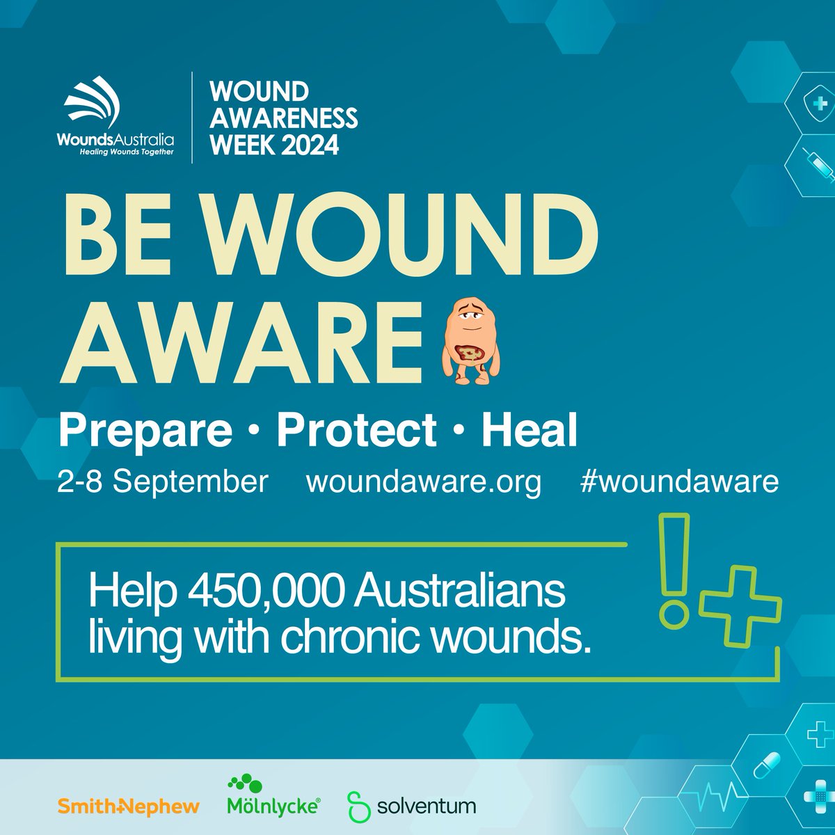 More than 450,000 Aussies live with painful, expensive and often avoidable wounds, putting pressure on our health and aged care systems. Let's get wound aware, this Wound Awareness Week!  Show your support by spreading the word and check out woundaware.org #woundaware