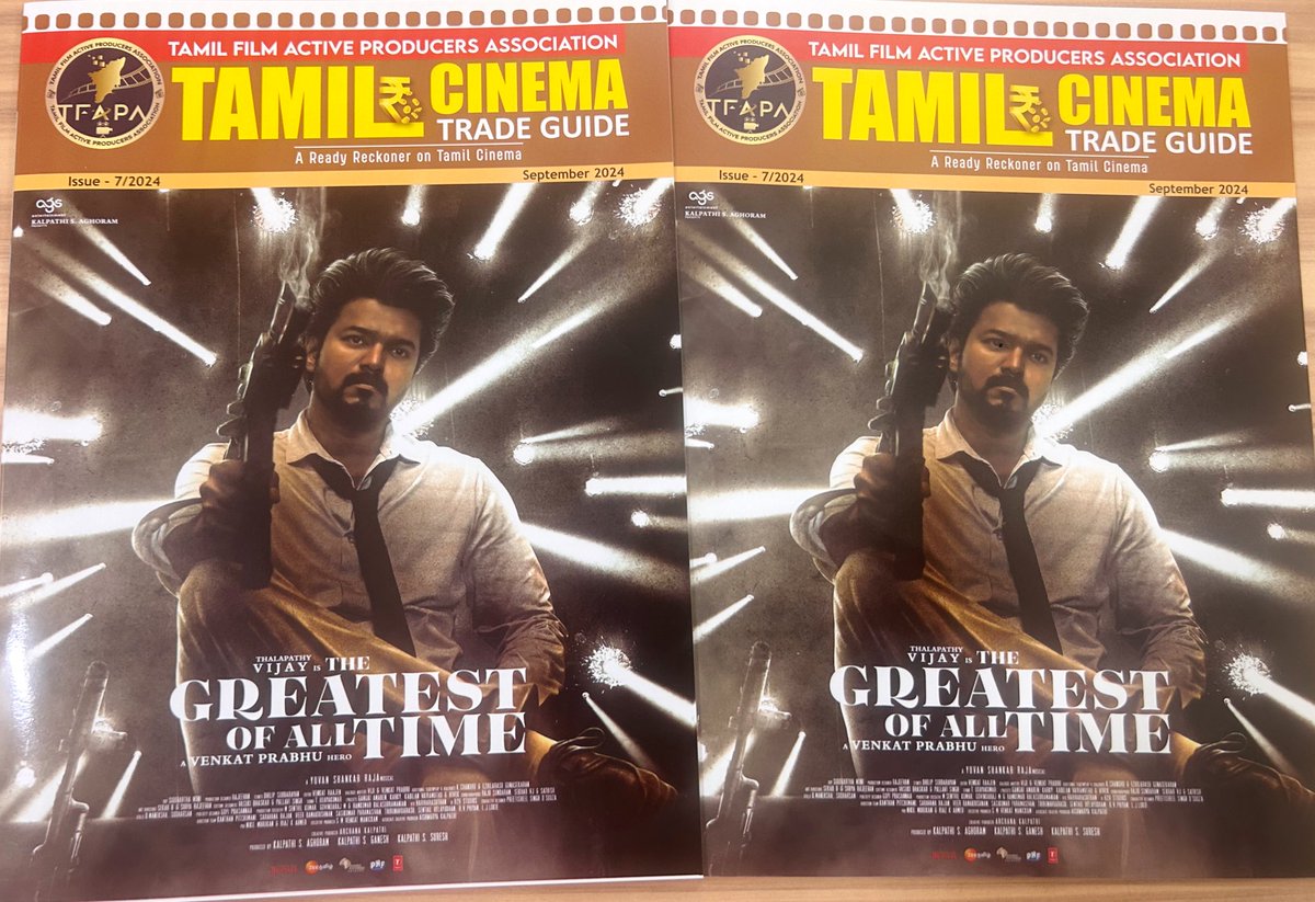 #TamilCinemaTradeGuide - Sept 2024 issue is out with many useful information on film industry. 

Copies are being sent to all members, film industry, trade, media today. Do check out💪

<a href="/offBharathiraja/">Bharathiraja</a> <a href="/TGThyagarajan/">TG Thyagarajan</a> <a href="/TSivaAmma/">T Siva</a> <a href="/Dhananjayang/">G Dhananjeyan</a> <a href="/prabhu_sr/">SR Prabu</a> <a href="/sureshkamatchi/">sureshkamatchi</a> <a href="/onlynikil/">Nikil Murukan</a>