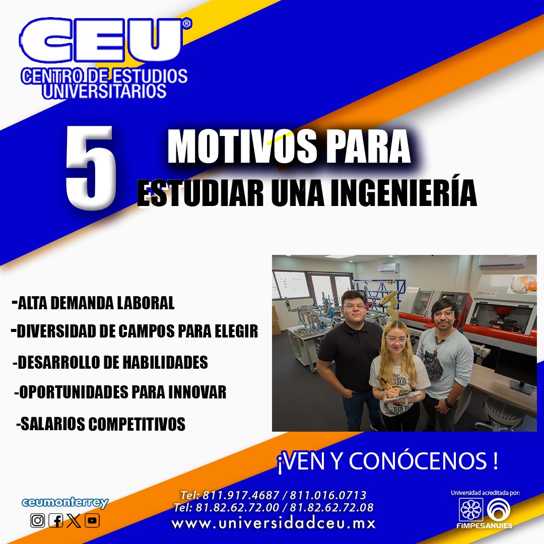 Estos son los 5 motivos por los cuales deberías estudiar una Ingeniería 

Estudia en el CEU y llega al éxito.