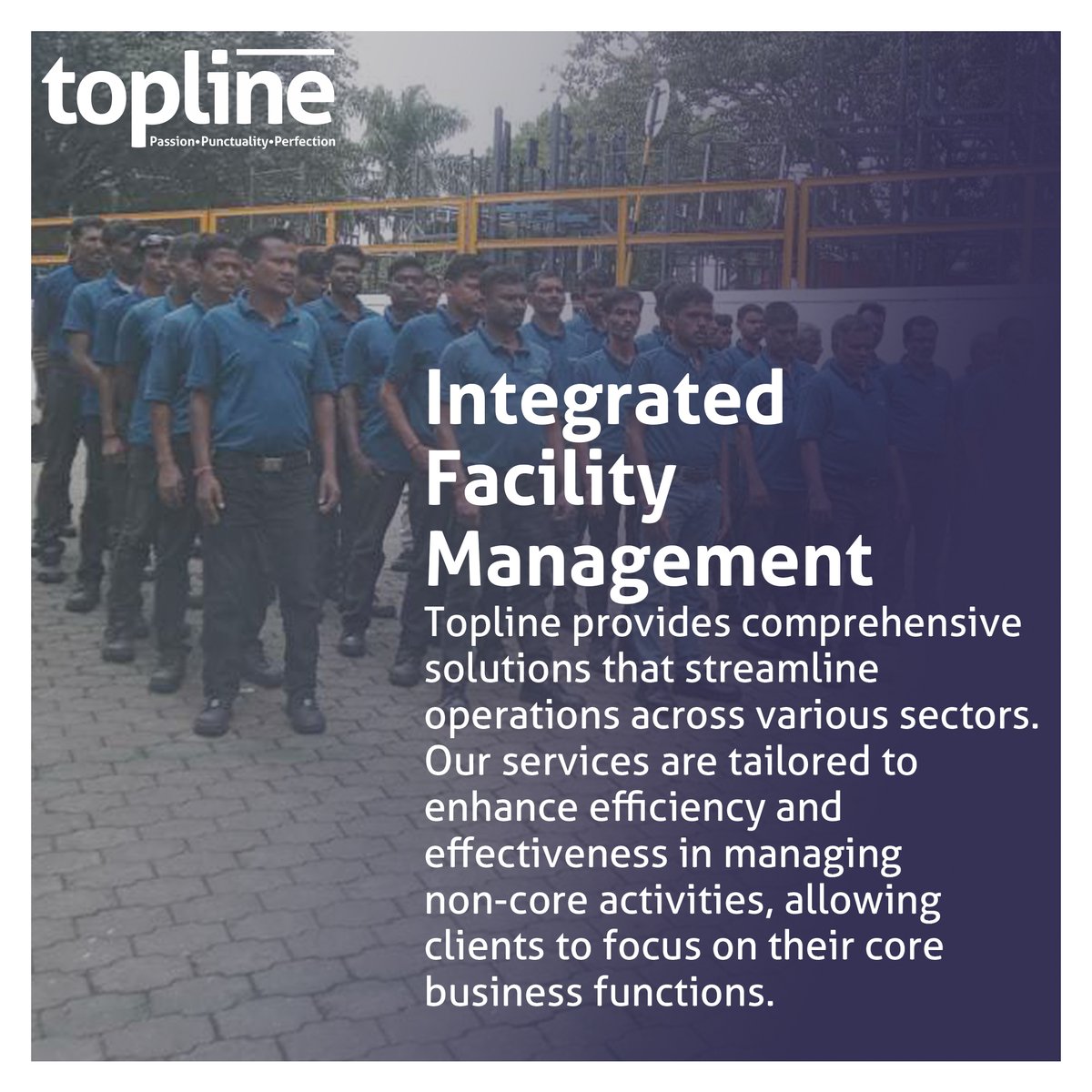 Topline_TISL's tweet photo. Topline Integrated Services Pvt. Ltd. offers a comprehensive suite of Facility Management Services aimed at optimizing operational efficiency for clients. Our services include:
Housekeeping &amp; Cleaning: Mechanized processes for routine and deep cleaning. https://t.co/drrhVO26lP