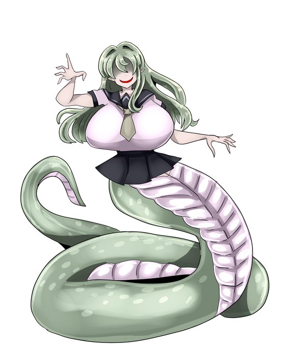 #魔物娘図鑑二次 #魔物娘図鑑 #東風谷早苗 
「サナエサン」
中学時代、友人達の前で空を飛んだ事が母校で七不思議のひとつとなり、早苗さんが幻想入りした後には中部発祥の都市伝説となった結果生まれた妖怪が魔物娘と化したもの。(ALTに設定続き)
元ネタの曲↓
https://t.co/NKU3LHWPoj 