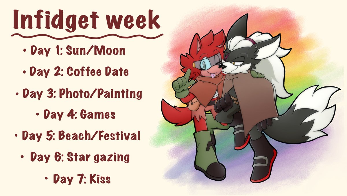 InfidgetWeek's tweet image. Hello everyone, its that time again! Sorry for the really late delay, here's this year's prompts ft @/mommy_panda069 AU designs! 
✨SEPTEMBER 7TH - 13TH✨
*Submissions will be accepted through the whole month, so early and late entries are fine!  See the thread for the rules