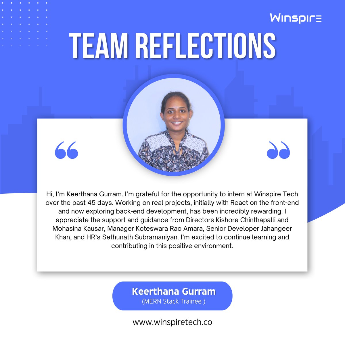 WinspireTech's tweet image. Grateful for 45 days of real projects &amp;amp; growth at Winspire Tech! Excited to keep learning &amp;amp; contributing! 🙌

 #Winspiretech  #TeamReflections #InternLife #TechJourney