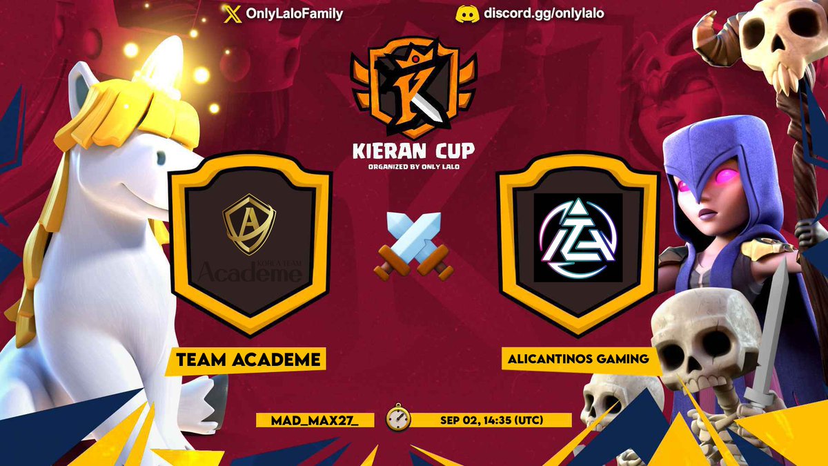 Arrancamos el Lunes tempranito con ésta guerraza!!!

🏆 Kieran Cup

▶️ Team Academe 🆚 ALT Gaming
🕚 11:30🇦🇷 8:30🇲🇽 16:30🇪🇸

twitch.tv/mad_max27_
Like y Retweet se agradece mucho!