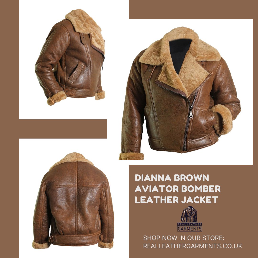 realleatheruk's tweet image. The Dianna Brown Aviator Bomber Leather Jacket offers a classic aviator look with a modern twist. 

#AviatorJacket #BrownLeatherJacket #BomberJacket #WinterFashion #LeatherStyle #OuterwearEssentials #ShearlingCollar #AviatorStyle #FashionForHer #WardrobeMustHave