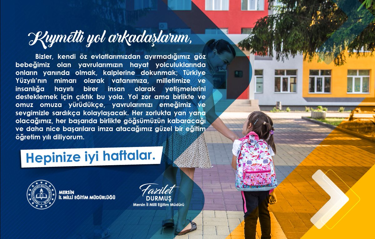 fazilet_durmus's tweet photo. Kıymetli yol arkadaşlarım,
Her zorlukta yan yana olacağımız, her başarıda birlikte göğsümüzün kabaracağı ve daha nice başarılara imza atacağımız güzel bir eğitim öğretim yılı diliyorum.
Hepinize iyi haftalar diliyorum. https://t.co/kiPEEHig7h