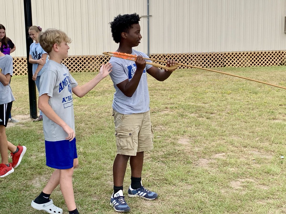 history_ams's tweet photo. Hands on learning! Tx History students literally try their hands at a prehistoric skill-throwing a dart using an atlatl! They discovered…it’s not easy! Annual AMS mammoth hunt helps 7th graders make connections to early Texans who were hunter-gatherers. ⁦@HumbleISD_AMS⁩ https://t.co/3mbOVrbrfU