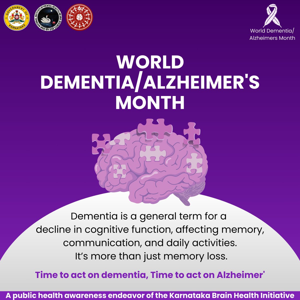 🧠Dementia is not a specific disease but an umbrella term for several conditions that impact cognitive abilities. 

Let’s start World Dementia/Alzheimer’s Month by understanding what dementia really means. Knowledge is the first step toward support. 💪 

Learn more about dementia
