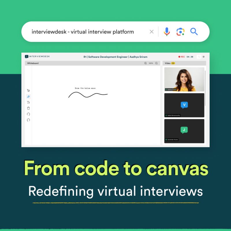 interview_desk's tweet image. Transforming the interview experience from code to canvas!

Experience a virtual interview evolution like never before, blending tech with a human touch. 🌐💻 

#VirtualInterviews #InterviewDesk #RemoteHiring #FutureOfInterviews #VirtualInterviewEvolution #RedefiningHiring