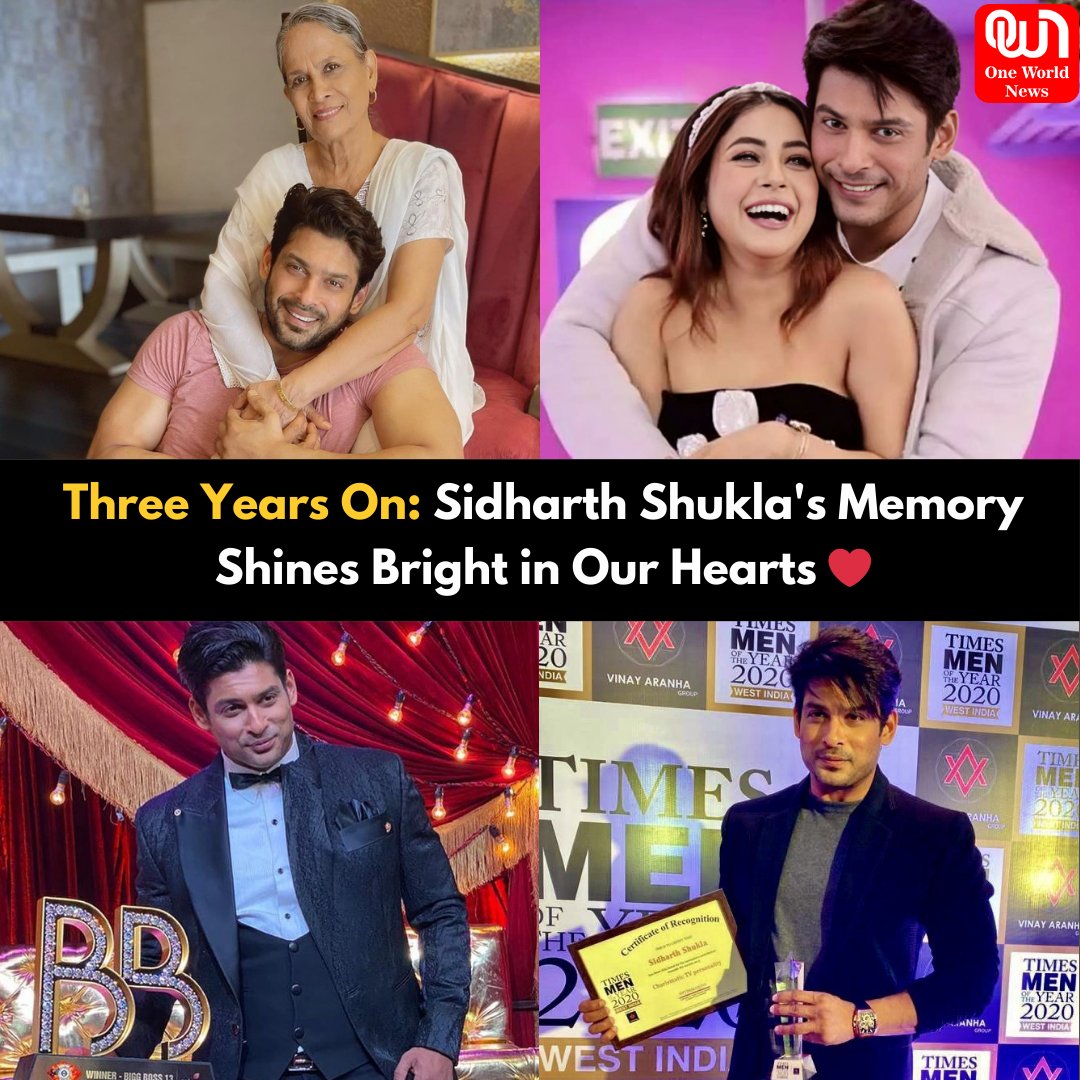 Oneworldnews_'s tweet photo. Sidharth Shukla Death Anniversary: Three Years Without Sidharth Shukla: Forever in Our Hearts ❤️
.
.
#SidharthShukla #sidnaaz #ShehnaazGill #SidharthShuklaLivesOn #SidharthShuklaForever #SidNaazForever #SidNaazians https://t.co/2taiPBJIeH