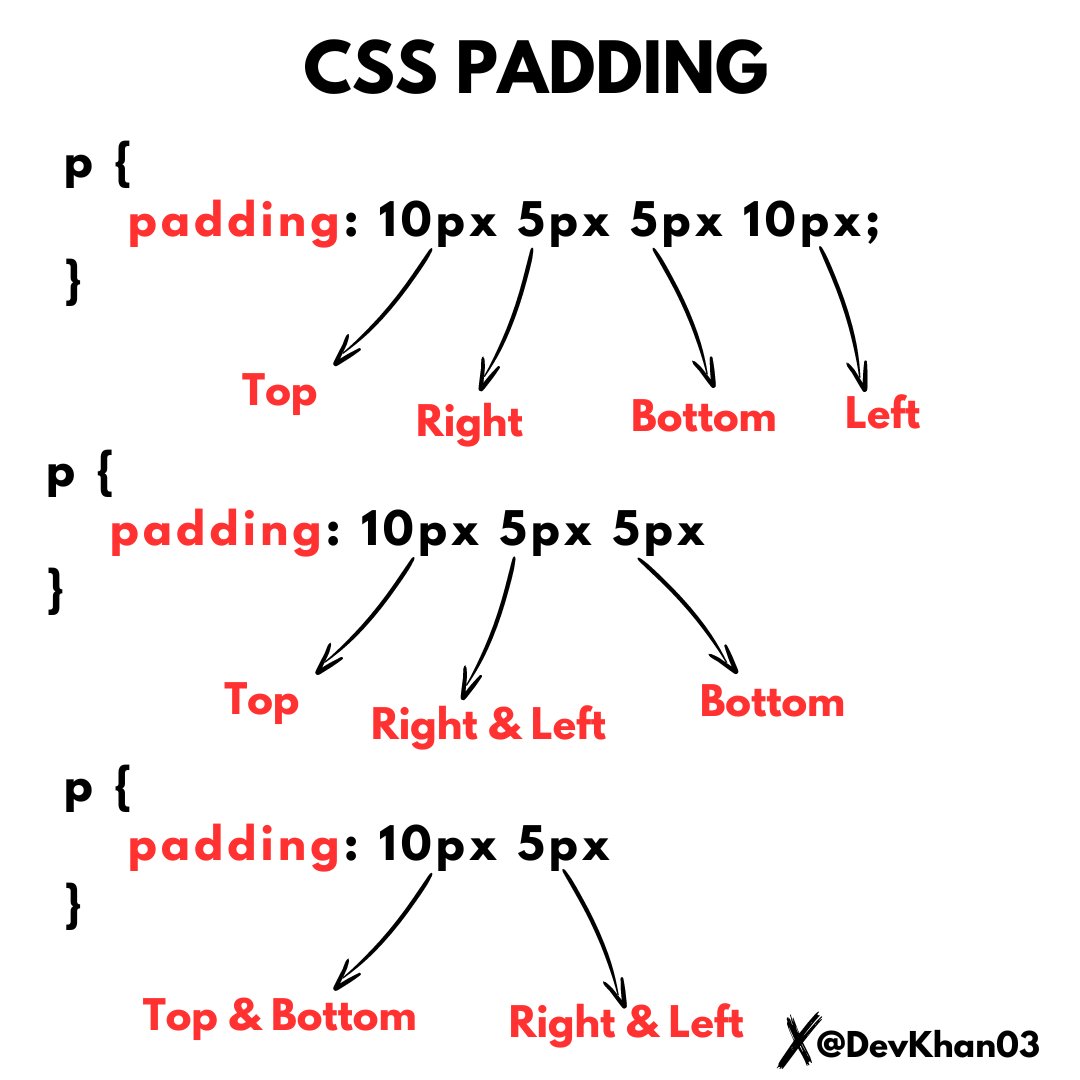 DevKhan03's tweet photo. CSS Padding 🚀