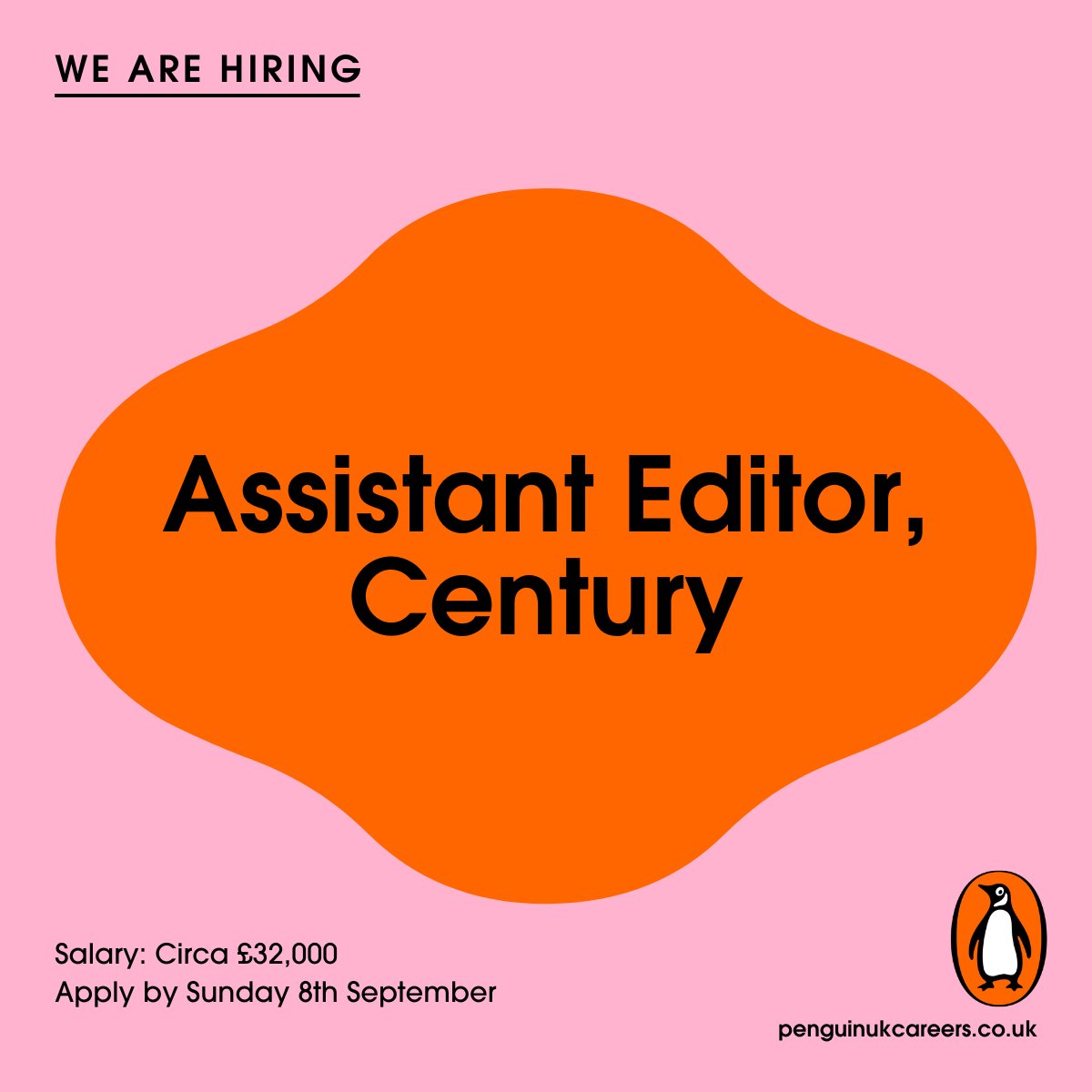 Careers at Penguin Books UK (@penguinukjobs) on Twitter photo We are looking for a proactive and energetic Assistant Editor with a passion for commercial publishing, excellent administrative skills and some in-house experience to join the editorial department of Century Fiction to work across a range of their bestselling titles and authors. We are looking for a proactive and energetic Assistant Editor with a passion for commercial publishing, excellent administrative skills and some in-house experience to join the editorial department of Century Fiction to work across a range of their bestselling titles and authors.