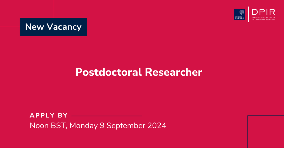 📢 1 WEEK REMINDER!: DPIR seeks a Postdoctoral Researcher to work on the research project “Character-based Leadership Development Among University Students in Low- and Middle-Income Countries (LMICs).🗓️ CLOSES: Noon (BST), Mon 9 Sept: ow.ly/cvYv50T8PZm