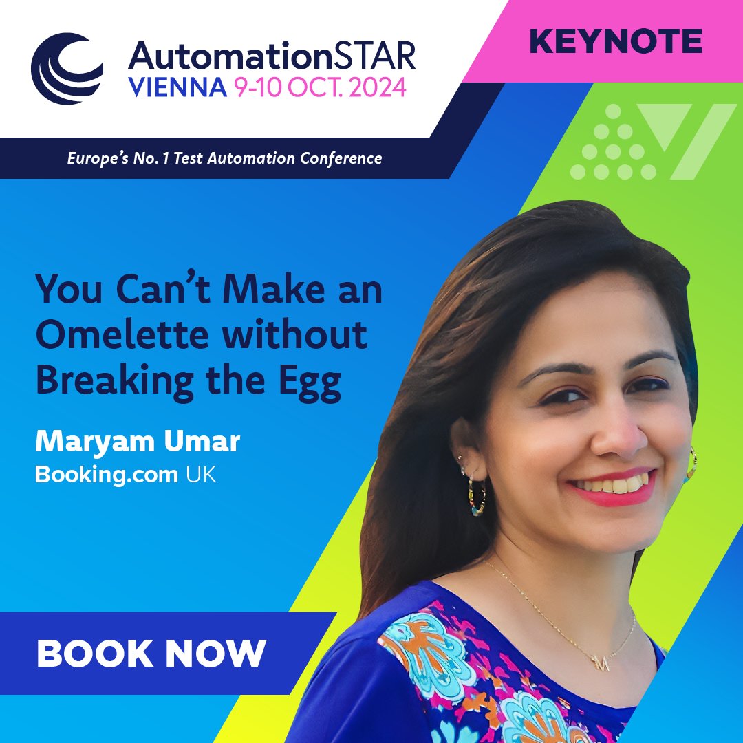 AutomationConf's tweet image. 🚀 Get ready for Maryam Umar&apos;s keynote at #AutomationSTAR2024  🌟 &quot;You Can&apos;t Make an Omelette Without Breaking the Egg&quot; explores the challenges and breakthroughs in test automation. Secure your tickets now 🤖✨ shorturl.at/ekVpx #TestAutomation