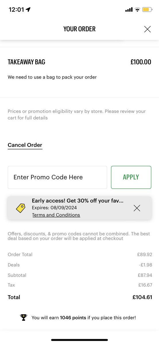 CourtsPaterson's tweet photo. Surely not…. @SUBWAY  charging £100 for a bag that they NEED to use 😂😂 diabolical behaviour 🤣 https://t.co/kYlElW8emE