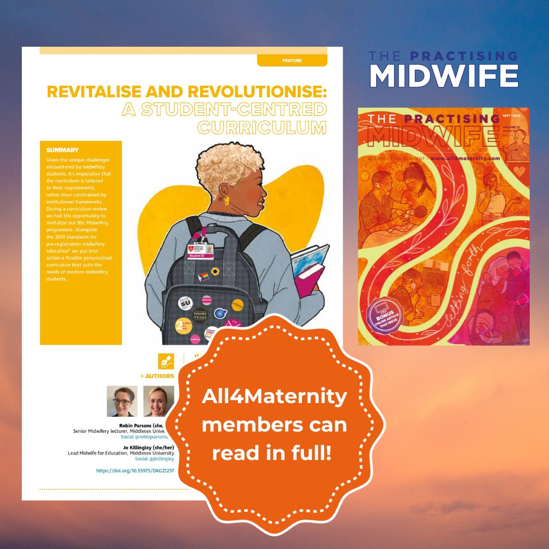 <a href="/AlysEinion/">Alys Einion she/her</a> @hallmum5 <a href="/CMckellow/">Claire Mckellow</a> @SophieMcAllis13 <a href="/JamesEdHill/">James Hill</a> <a href="/Doulamaddie/">Maddie McMahon</a> <a href="/group_pao/">PAOGroupUK</a> <a href="/RobinParsonsRM/">Robin Parsons</a> and <a href="/JKillingley/">Jo Killingley</a> discuss the development and implementation of a flexible personalised curriculum that suits the needs of modern midwifery students. /10
👉 all4maternity.com/revitalise-and…