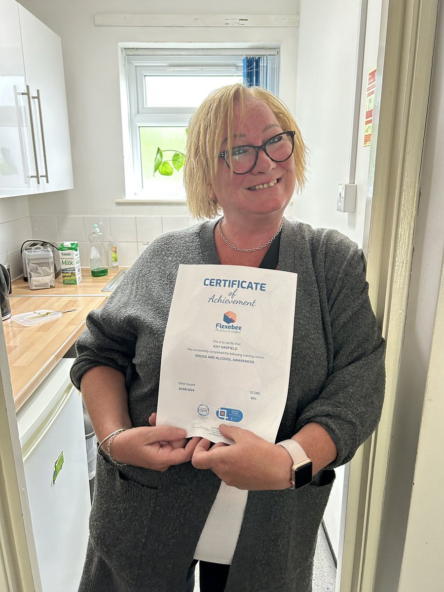 Well done Kay Hadfield for completing your Drug and Alcohol Awareness training module.