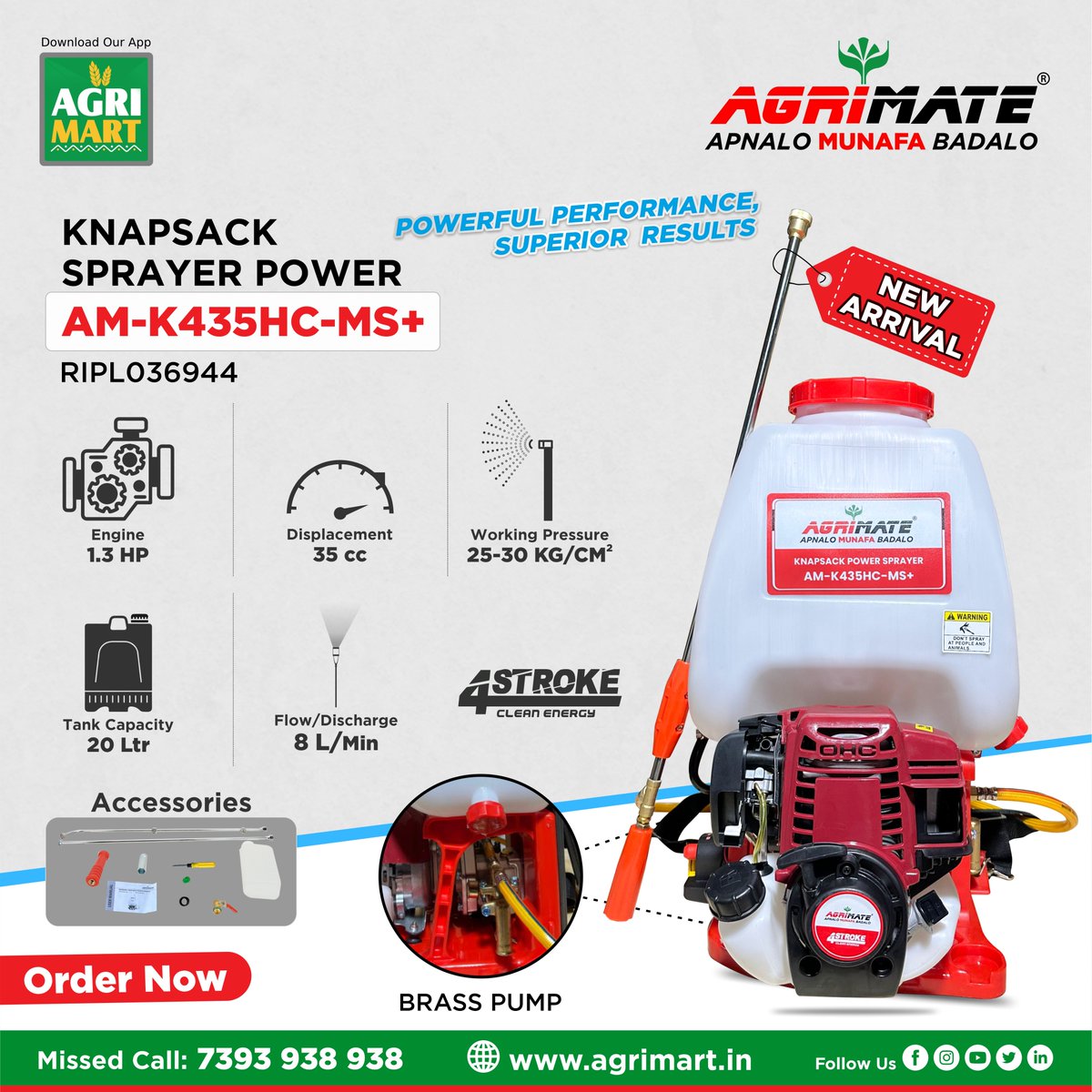 Agrimart3's tweet photo. 𝗔𝗚𝗥𝗜𝗠𝗔𝗧𝗘 𝗡𝗘𝗪 𝗔𝗥𝗥𝗜𝗩𝗔𝗟 KNAPSACK POWER SPRAYER | AM-K425HC-MS+ &amp; AM-K435HC-MS+ | Order Now!

#NewArrivals2024 #knapsackpowersprayer #Agrimart #agrimate #AgriEquipment https://t.co/GAHAa4K67u