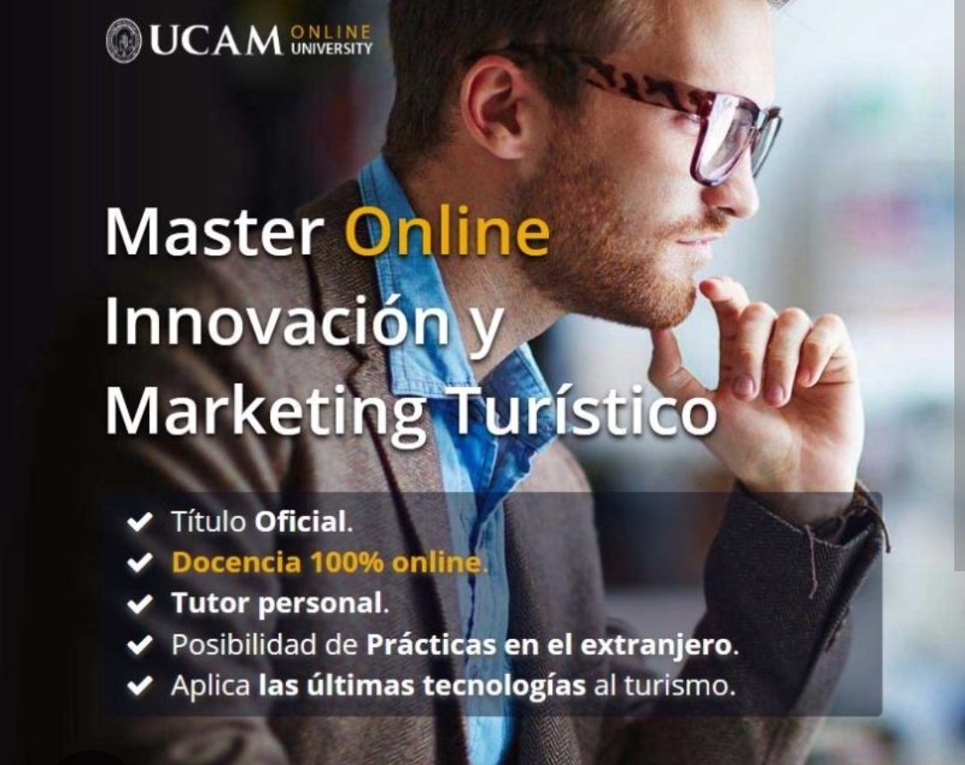 🎓El próximo 2 de octubre arranca la XI Edición del Master Online Innovation y Marketing Turístico, todavía estás a tiempo de inscribirte🔝. <a href="/UCAM/">UCAM Universidad</a> <a href="/UCAM_Empresa/">Facultad Economía y Empresa UCAM</a> <a href="/UCAM_Global/">UCAM International</a>