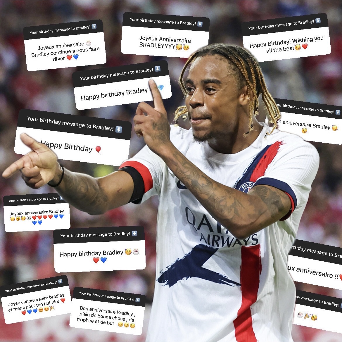 PSG_inside's tweet photo. 💬🥳

Vos messages pour Bradley ❤️💙
𝙹𝚘𝚢𝚎𝚞𝚡 𝚊𝚗𝚗𝚒𝚟𝚎𝚛𝚜𝚊𝚒𝚛𝚎 ! https://t.co/MM8LjbXUnn