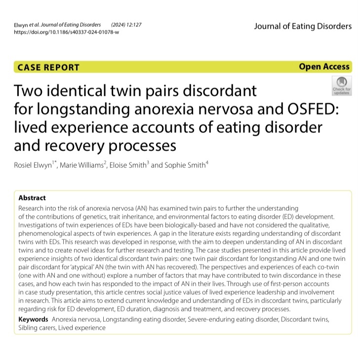 New research ✨ this was the hardest &amp; most vulnerable article I’ve ever written &amp; I'm so proud of my co-authors for their courage in doing this with me. Open access #LivedExperience #EatingDisorderRecovery #longstandingED #atypicalAN

link.springer.com/article/10.118…